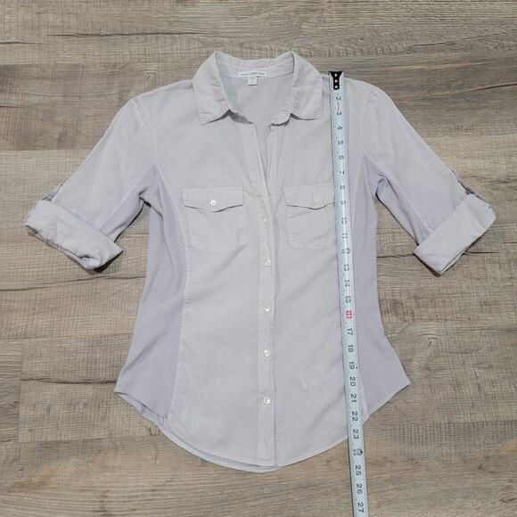 Standard James Perse Button Up Roll Tab Sleeve Shirt Size 2 Medium Side Panel - Picture 6 of 8